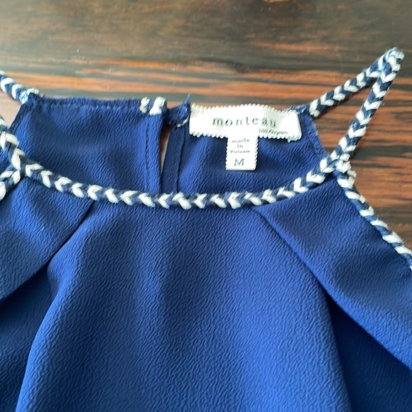 High Neck Navy Tank with Blue and White Braided Trim Size Medium - Picture 4 of 7